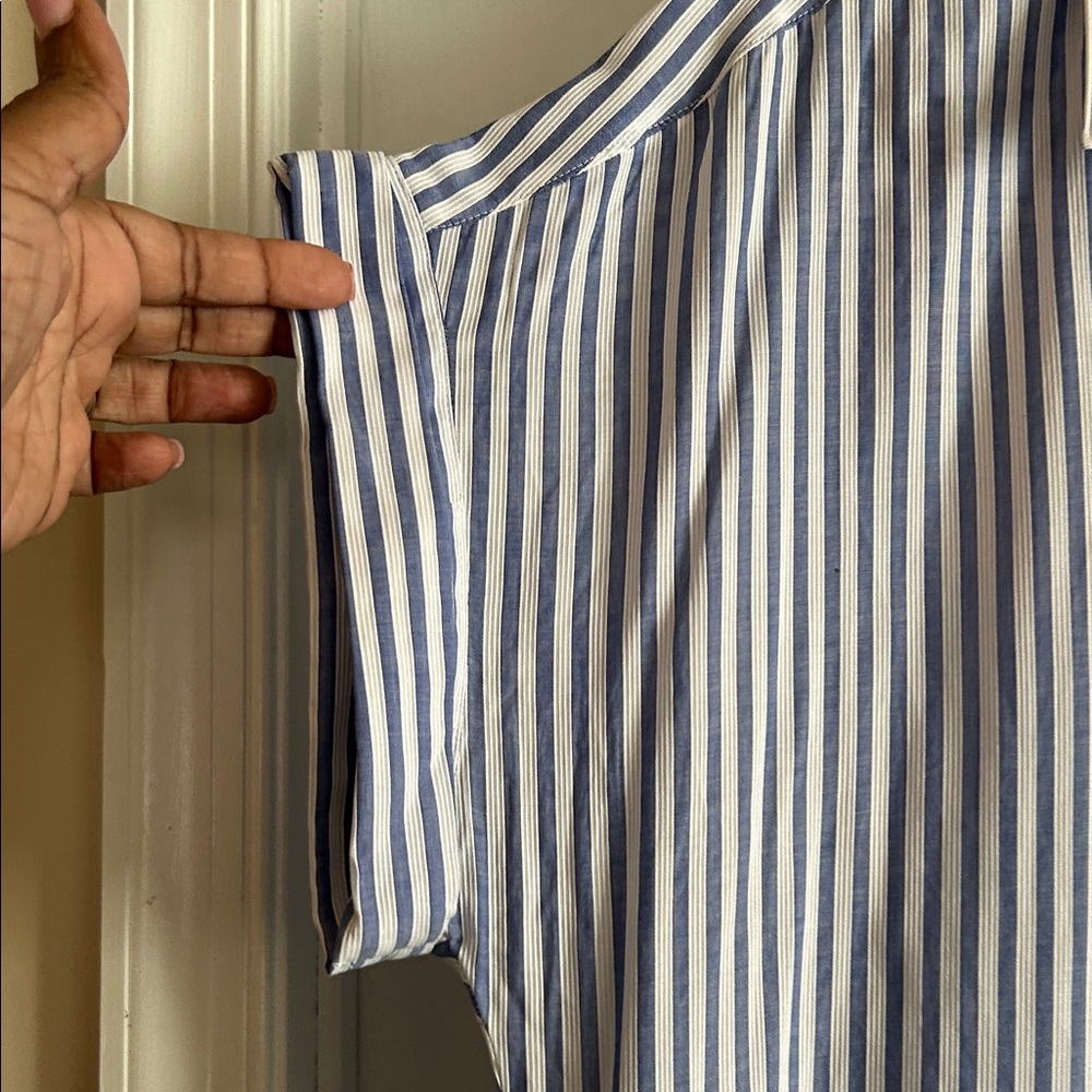 Lauren Ralph Lauren Striped Blue & White Tiered Shirt Dress - Picture 6 of 9